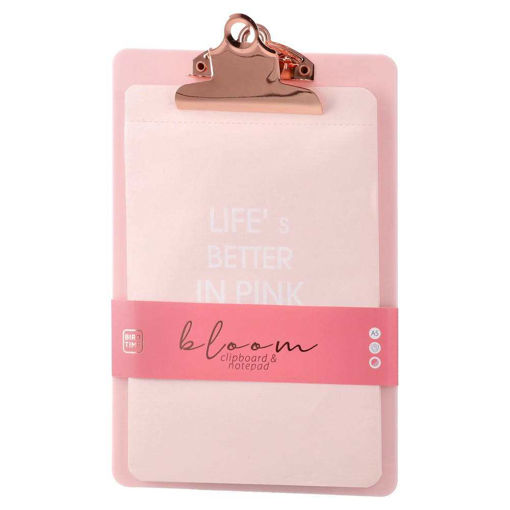 Picture of A5 CLIPBOARD & NOTEPAD BLOOM PASTEL PINK